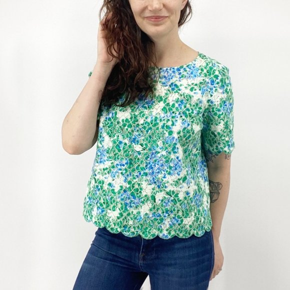 Madewell Tops - Madewell Blue Painted Lace Bloom Top Medium